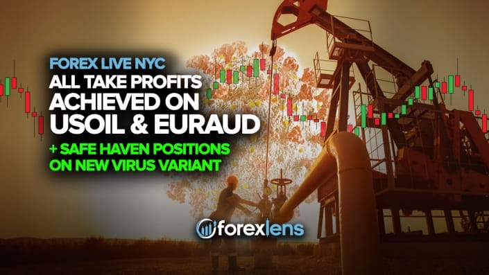 All Take Profits Achieved on USOIL & EURAUD + Safe Haven Positions On New Virus Variant